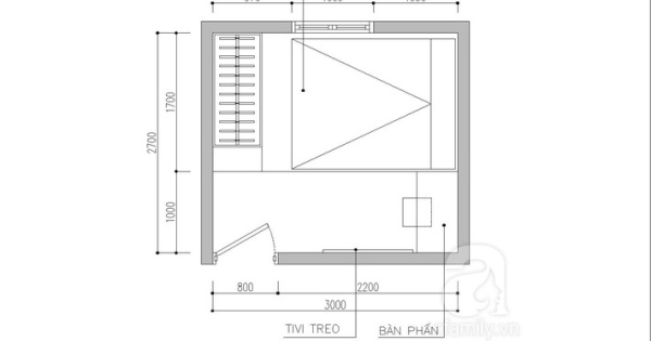 thiết kế nội thất phòng ngủ 8m2