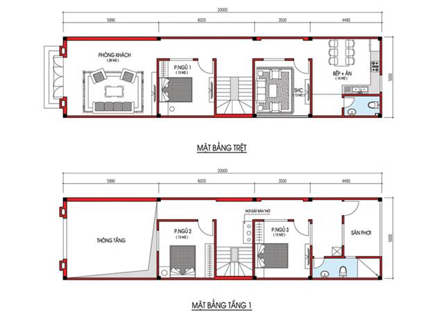 nội thất nhà cấp 4 5x20