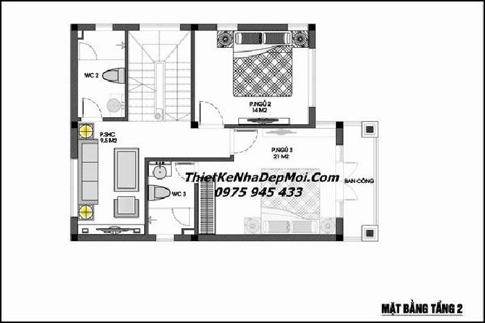 Công năng tầng 2 biệt thự 4 tầng