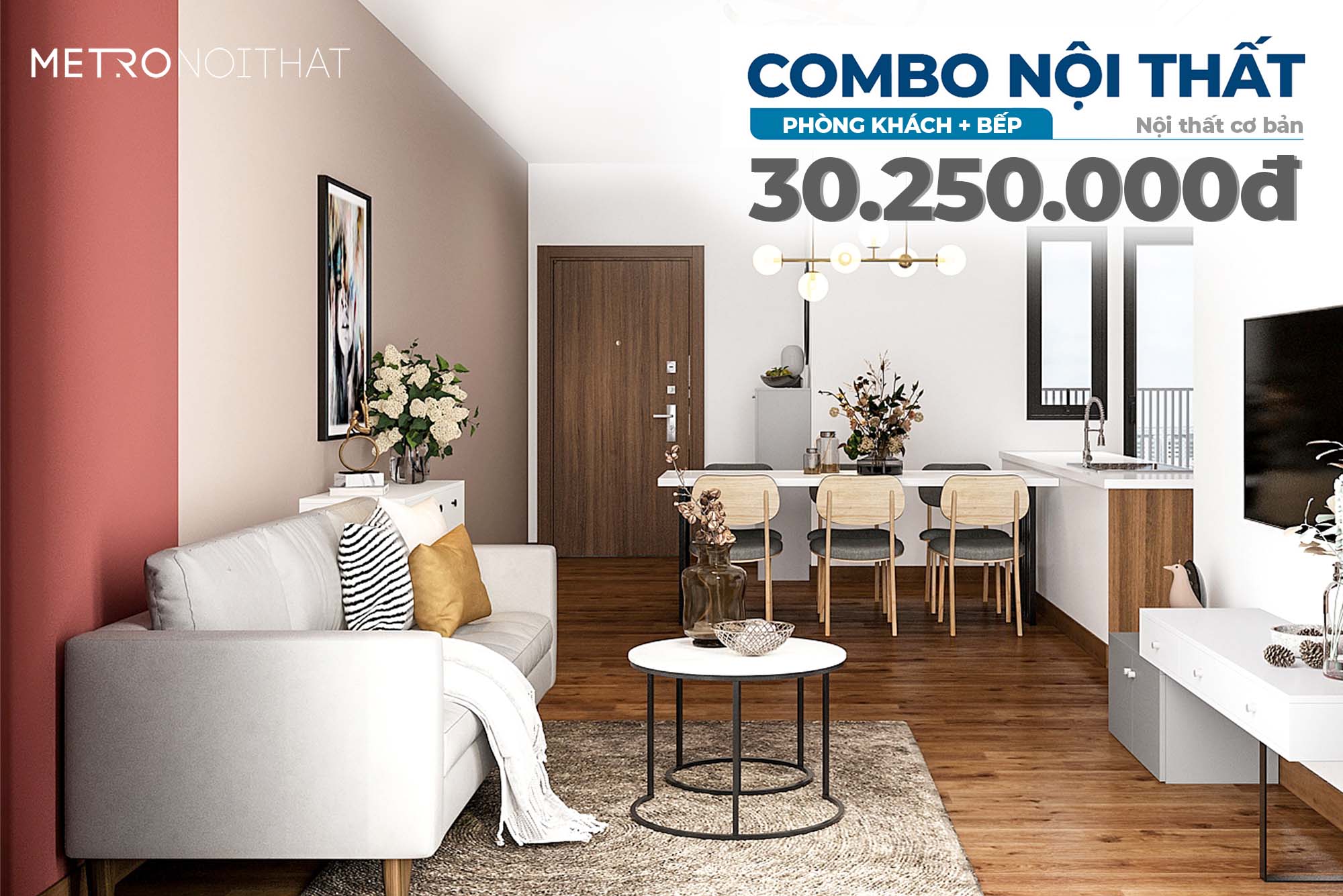 Combo nội thất Khách – Bếp 37,65m2 phong cách Hiện Đại