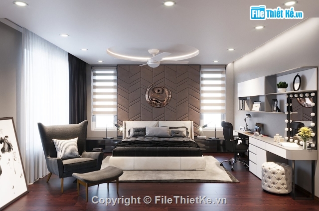 File 3DMAX phối cảnh nội thất phòng ngủ