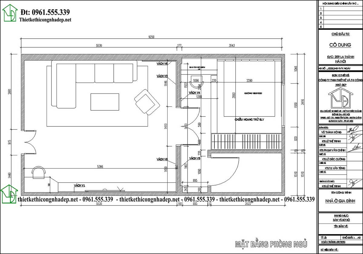 Thiết kế nội thất phòng ngủ 40m2 đẹp tại Hà Nội NDNTPN8