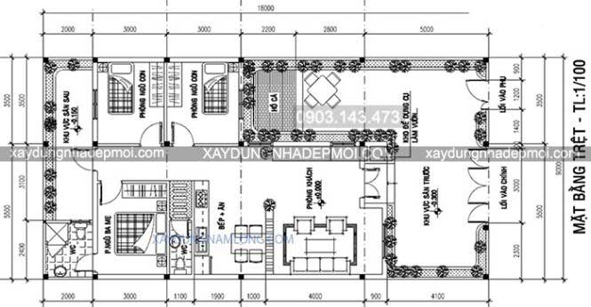 Bản vẽ thiết kế nhà vườn 1 tầng đẹp - Hình 1