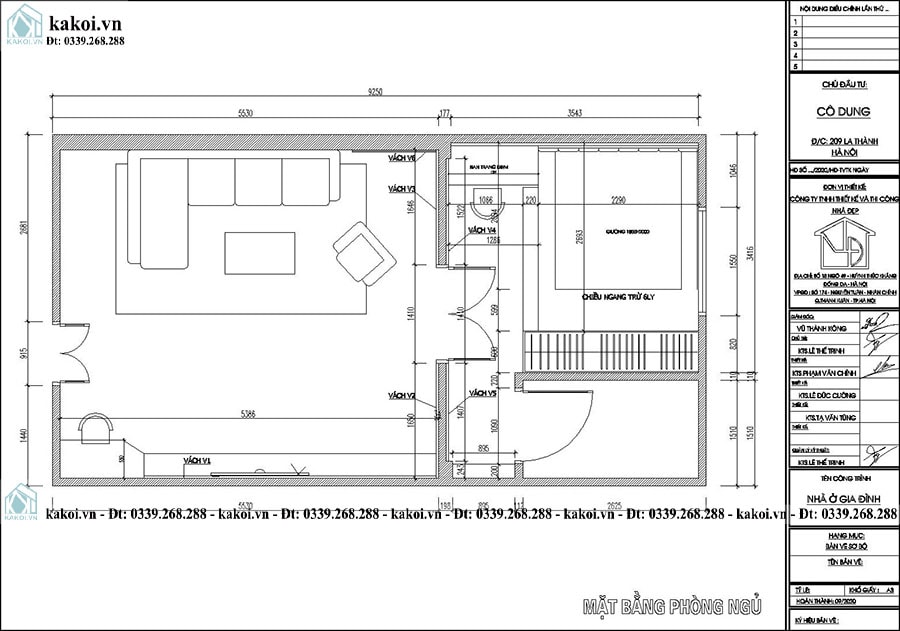 Thiết Kế Nội Thất Phòng Ngủ 40m2 Đẹp và Tiện Nghi tại Hà Nội KKNT020