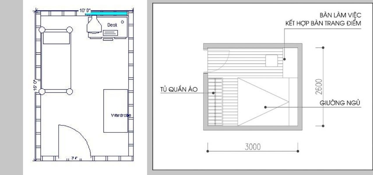 Hơn 30 Mẫu mặt bằng bố trí nội thất phòng ngủ siêu đẹp