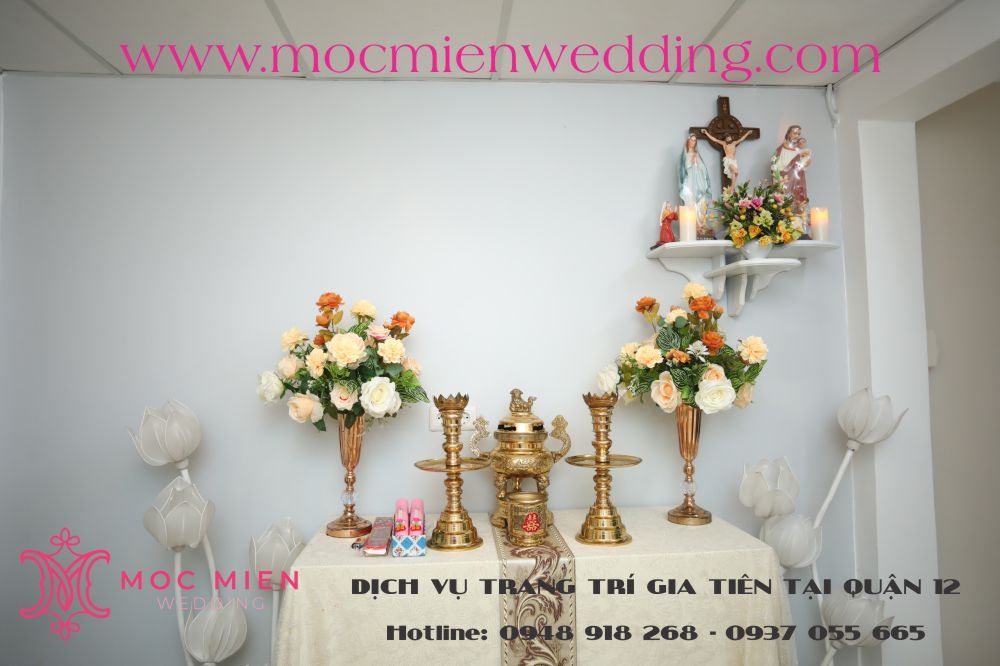 TRANG TRÍ BÀN THỜ GIA TIÊN ĐẠO THIÊN CHÚA | MỘC MIÊN WEDDING