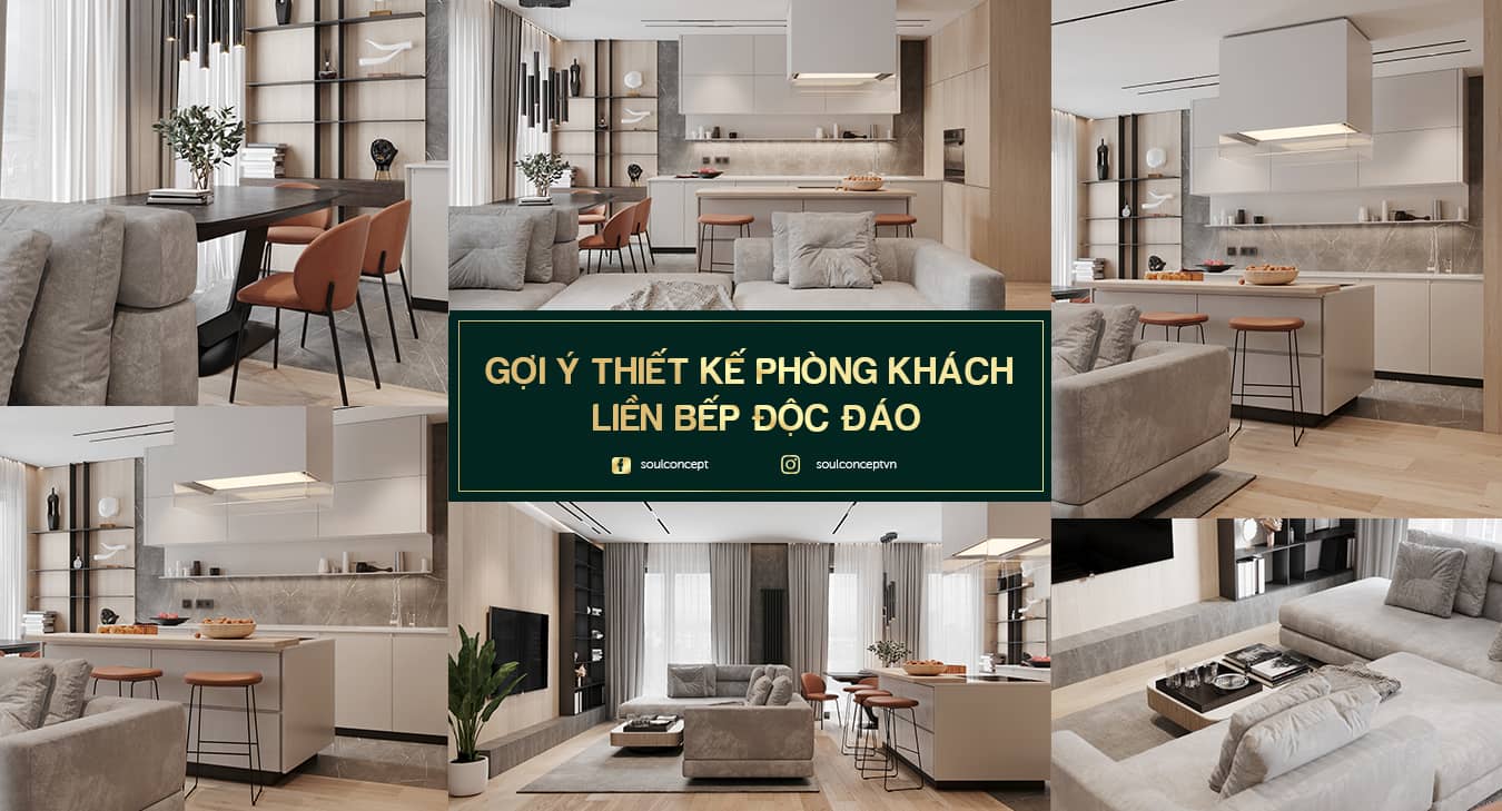 thiết kế nội thất phòng khách và bếp